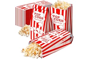 A2S PROTECTION 125 Pieces Popcorn Bags Individual Servings - 2 oz Vintage White and Red Stripe Kraft Paper Popcorn Bags for Popcorn Machine, Popcorn Sleeves for Party, Movie Nights, Carnival, and School Fair