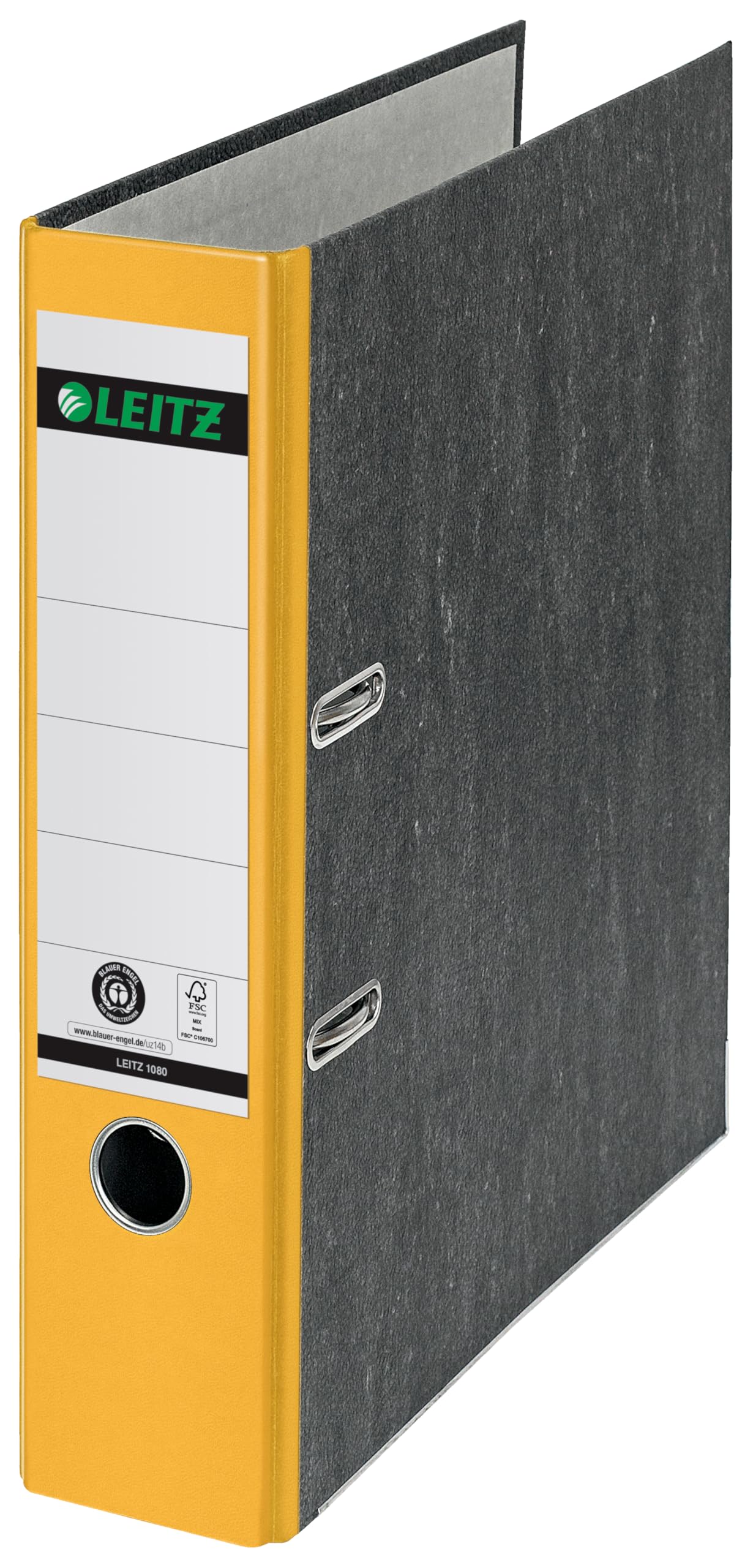 Leitz 180° Lever Arch File, Classic Marbled, CO2 neutral, 100% Recycled Card, 10805015, Yellow