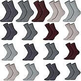 Handepo 12 Pairs Winter Warm Thermal Socks for Women Cozy Solid Thick Warm Socks Winter Crew Slouch Gifts Cold Weather Hiking
