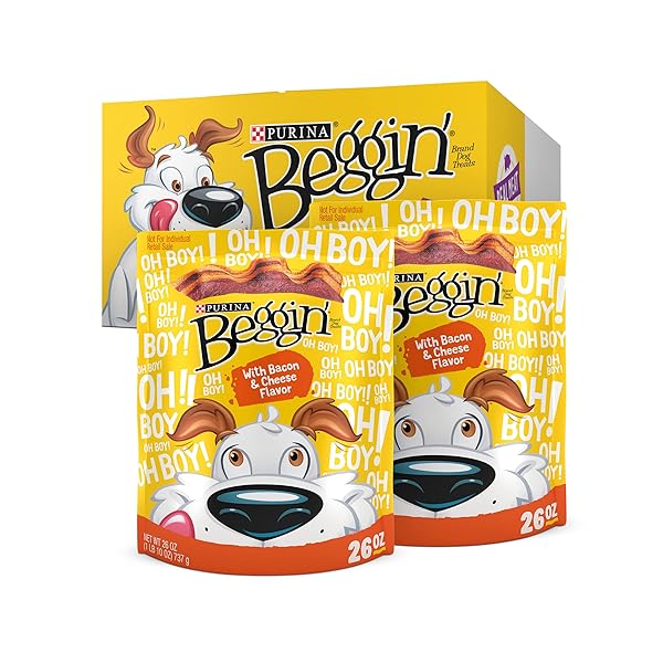 PURINA BEGGIN’ STRIPS WITH REAL MEAT DOG TRAINING TREATS WITH BACON AND CHEESE FLAVORS – (PACK OF 2) 26 OZ. POUCHES