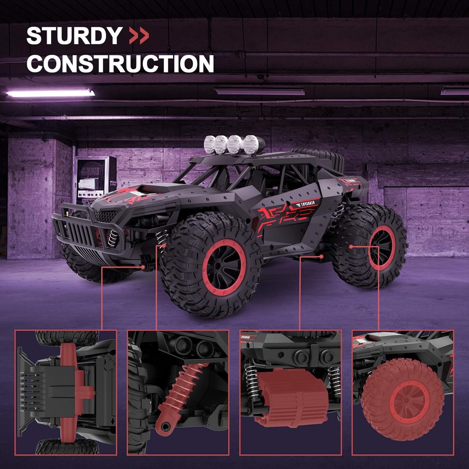 RC Car 1:16 Scale Remote Control Car Off-Road RC Trucks 2.4 GHz with 2 Rechargeable Batteries,Electric Toy Car for All Adults & Kids: Toys & Games