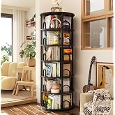 Aheaplus 6 Tier Rotating Bookshelf Tower, Revolving Bookcase, Black | 360&deg; Round Spinning Book Shelf, Narrow Swivel Bookshelves Vertical Turning Corner Bookshelf Organizer for Small Space