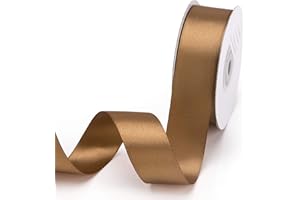 IHKFILAN Double Face Satin Ribbon 1Inchx25Yards Double Sided Solid Polyester Ribbon for Gift Wrapping Party Hair Braids Bow Baby Shower Decoration Floral Arrangement Craft Supplies,Golden Brown