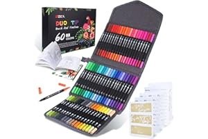 ZSCM QUALITY DECIDES THE FUTURE ZSCM Duo Tip Brush Coloring Pens,60 Colors Art Markers,Fine Brush Tip Pen for Adults Coloring Book Journals Planner Writing Drawing Note Taking, Include Brush Lettering Calligraphy
