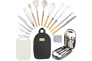 Camkinger Camping Accessories Kitchen Cooking Utensils Set - Portable Outdoor Camp Cookware Set, Silicone Camper Essentials G