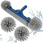 POOLAZA 18’’ & 20’’ Pool Brushes with Round Ends, Detachable Pool Brushes for Cleaning Pool Walls & Tiles, 2 in 1 Pool Brush Head for Inground Pools/Above Ground Pools,High-Efficient Pool Scrub Brush