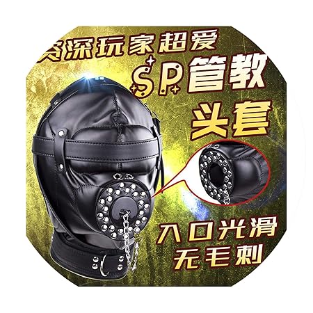 For Couples Funny Premium Fetish PU Leather Bondage Hood Open Mouth Gag Black Mask Slave Restraints Erotic Toys