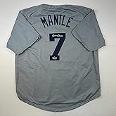 Facsimile Autographed Mickey Mantle New York Grey Reprint Laser Auto Baseball Jersey Size Men's XL