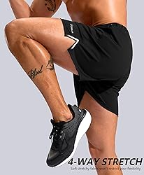 Pudolla Men's Workout Running Shorts with Zipper