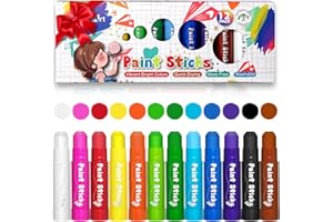 Aen Art Paint Sticks, 12 Colors Solid Tempera Paint Sticks for Kids, Quick Drying Washable Paint for Toddlers and Kids