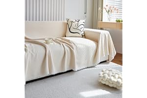 HANDONTIME Beige Couch Covers for 3 Cushion Couch Sofa Jacquard Corduroy Couch Cover for Kids Soft Chenille Sofa Covers for Couch Boho Sofa Slipcover Couch Protector Sectional Couch Covers, 71" X118"