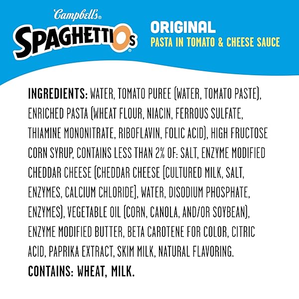SPAGHETTIOS ORIGINAL CANNED PASTA, 15.8 OZ CAN