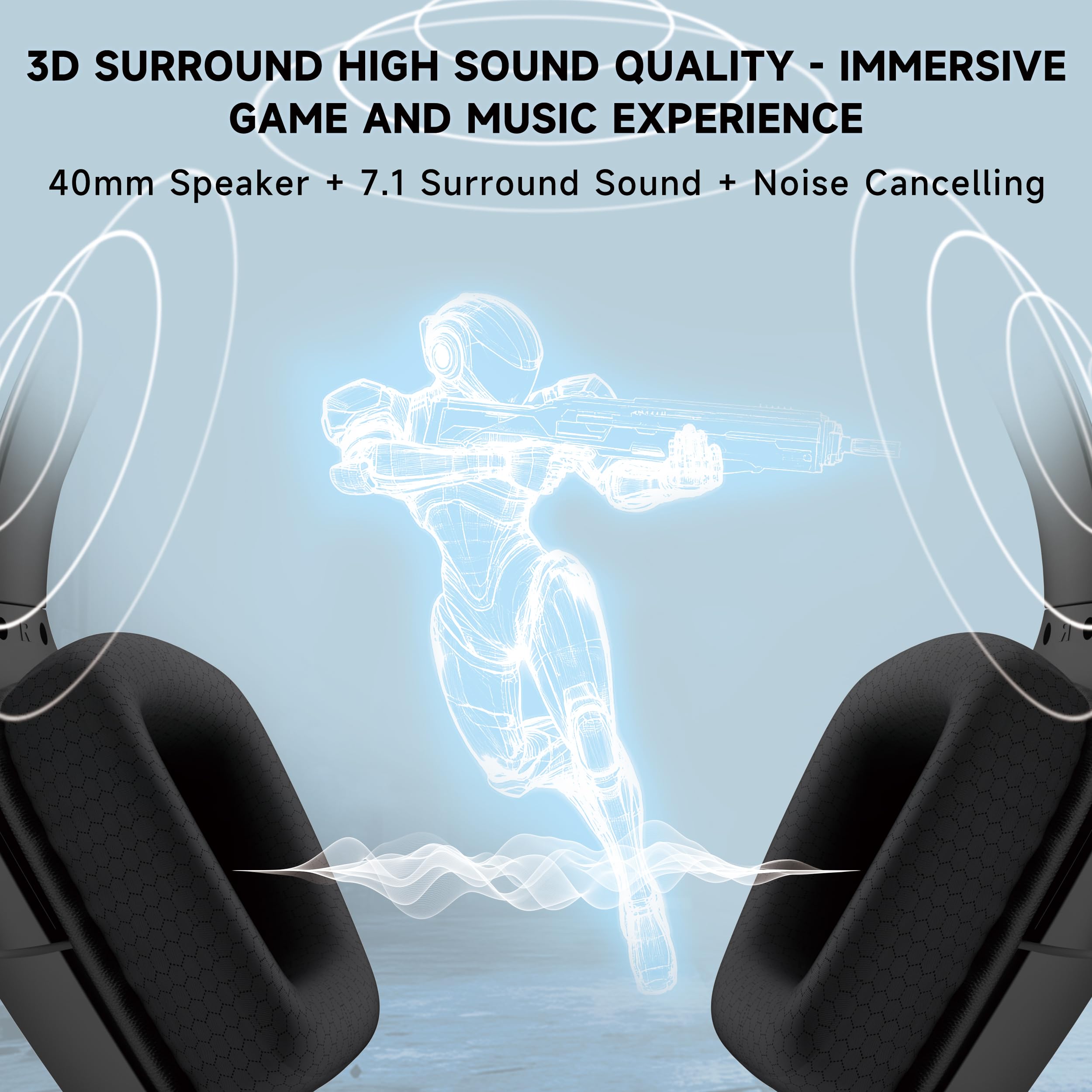 Gaming Headset for PS5、Xbox Series X、Xbox Series S/One、PS5Pro、PS4、PC 207g Headset with Clear Mic for Work 𝟐𝟎𝟐𝟓 𝐔𝐩𝐠𝐫𝐚𝐝𝐞 Wired Gaming Headphones with Mic、3.5mm Splitter、79in Cable.Gamer Gifts