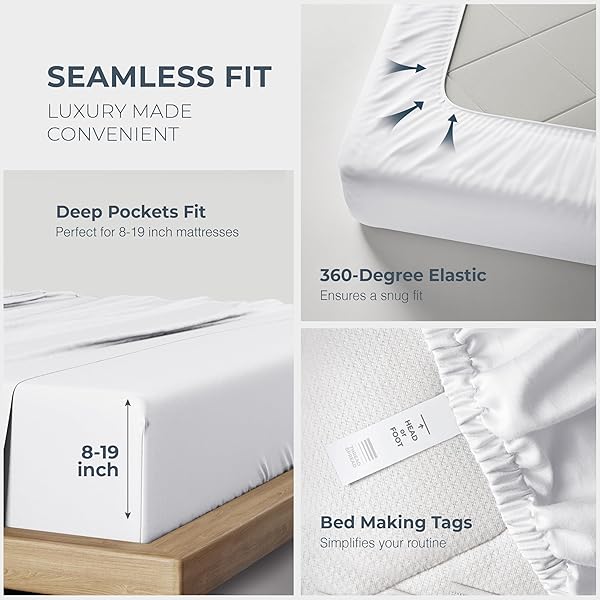 THREAD SPREAD 100% EGYPTIAN COTTON SHEETS CALIFORNIA KING SIZE – 1500 SERIES CAL KING SHEETS EGYPTIAN COTTON (4 PC, WHITE), SILKY SOFT, SATEEN WEAVE, COOLING & BREATHABLE, 17″ DEEP POCKET BED SET
