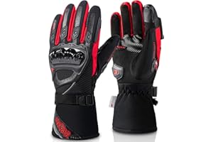 IRON JIA'S Motorcycle Gloves Winter Cold Weather Warm Touchscreen Waterproof Windproof Protective Gear (RED, M)
