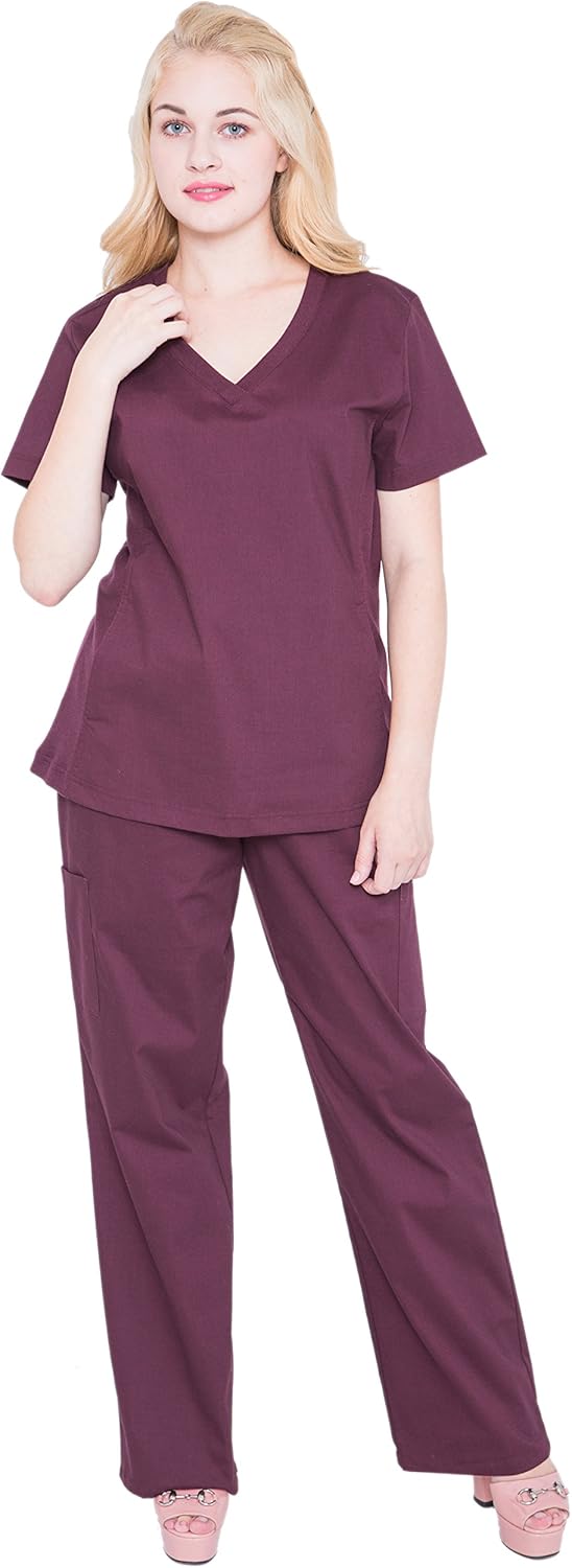 Stretch Women Nurse Scrubs Set Pandamed Rib Panel Nursing