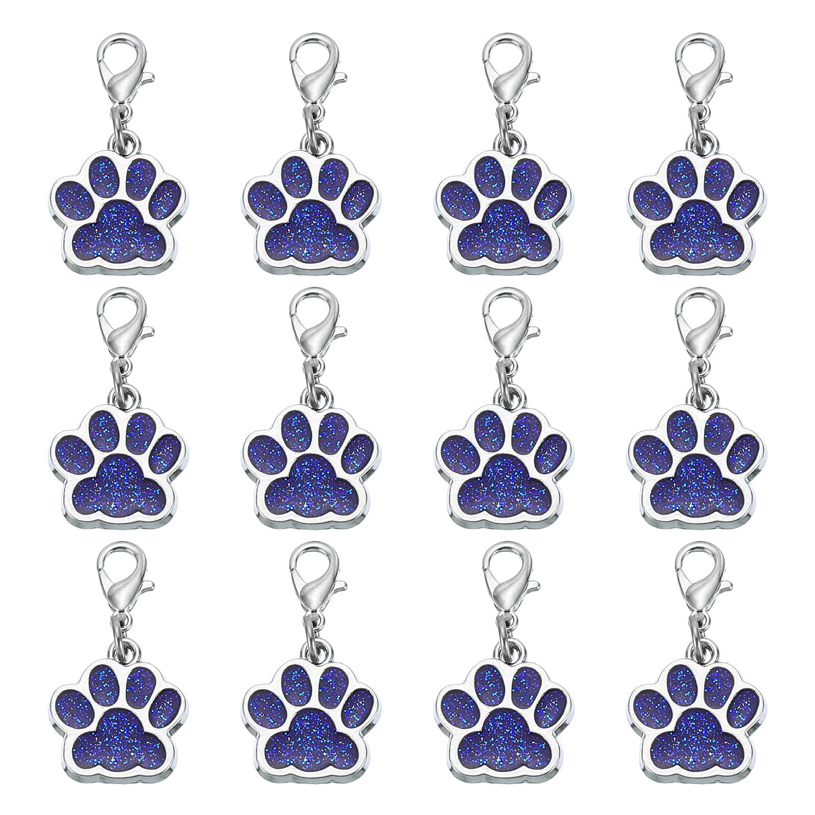 PATIKIL Dog Paw Crochet Stitch Markers, 12 Pack Metal Pendants Charm Knitting Markers Stitch Marker for Sewing Crocheting Jewelry Making, Dark Blue