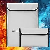 2 Pcs 5200°F Upgraded Fireproof Document Bag, Fire and Water Resistant Bag with Zipper for Documents, Waterproof Fireproof Money Bag for Important Document Storage Organizer(Gray)