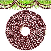 Szsrcywd 13 Feet Christmas Wooden Bead Garland, Berry Red, Round Wood Beads, 13 Feet Long, Perfect for Rustic Farmhouse, Fireplace Wall Hanging, Holiday Decoration, Party Supplies