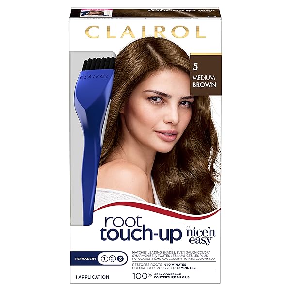 CLAIROL ROOT TOUCH-UP BY NICE’N EASY PERMANENT HAIR DYE, 5 MEDIUM BROWN HAIR COLOR, PACK OF 1