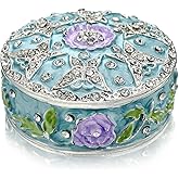 YU FENG 2.1inch Small Vintage Round Trinket Box Hinged Trinket Boxes Jeweled Ring Box Jewelry Trinket Box Gift for Girl Women Christmas Gift