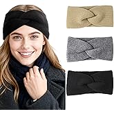 Wecoe Winter Headbands For Women 3pcs Wide Thick Knit Headbands Head Wraps Ear Warmer Ear Covers For Cold Weather Winter Knitting Accessories For Women