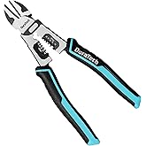 DURATECH 4-in-1 Diagonal Cutting Pliers, 8" Multifunction Heavy Duty Side-Cutting Pliers with Wire Stripper, Wire Cutters with Ergonomic Handle for Electricians and Homes