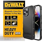 DEWALT Heavy Duty Strong Magnetic for iPhone 14 Pro Max Case Fits MagSafe, Drop Resistant Impact Protective Back Cover, Shockproof Slim Fit for iPhone 14 Pro Max Phone Case, Matte Black