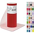 Expo International Decorative Matte Tulle, Roll/Spool of 6 Inches X 25 Yards, Polyester-Made Tulle Fabric, Matte Finish, Lightweight, Versatile, Washable, Easy-to-Use | Red