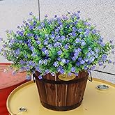 BCBLF Artificial Flowers for Outdoors, 12 Bundles UV Resistant Realistic Faux Plants for Outside Porch Planter, Spring Summer Home Garden Decoration, Purple