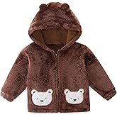 JingleBaBa Unisex Baby Fleece Jacket Winter Sherpa Lined Hoodie For Girls Boys Cute Bear Ear Baby Outerwear 12M-5T