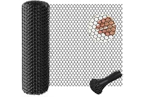 Plastic Chicken Wire Mesh Fence Roll - BEFYUS 15.7IN x 16.4FT Garden Fencing Animal Barrier with Zip Tie，Temporary Use Poultr