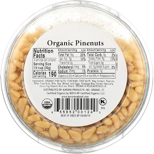 AURORA NATURAL PRODUCTS ORGANIC PINE NUTS, 4 OUNCE