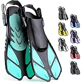 CAPAS Snorkel Fins, Swim Fins Travel Size Short Adjustable for Snorkeling Diving Adult Men Women Kids Open Heel Swimming Flip