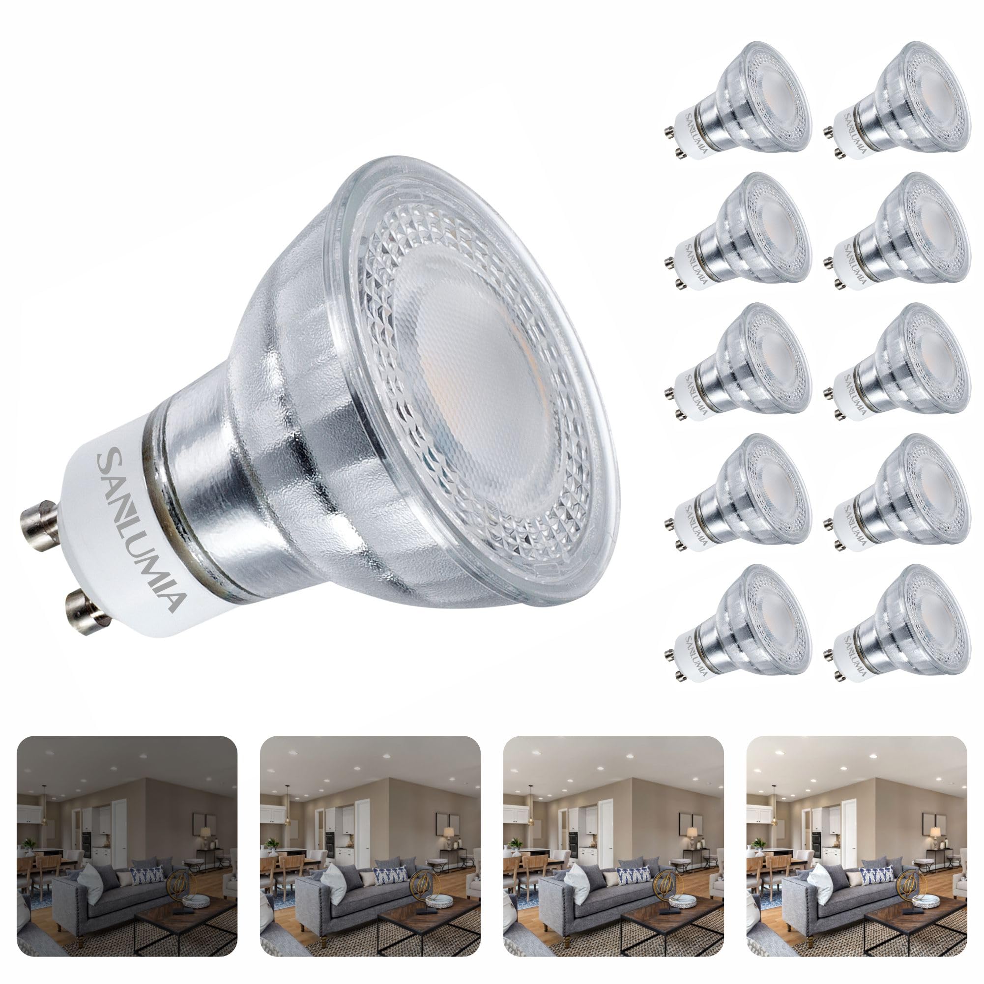 10 X Sanlumia 7W Dimmable Gu10 Super Bright 560LM LED Recessed Lighting Spotlight 75W Halogen Equivalent Cool White 6400K
