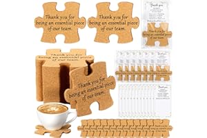 Hushee Employee Appreciation Gifts Inspirational Team Gifts for Coworker Motivational Puzzle Piece Coasters with Cards Bags for Office Staff Coworker(20 Pcs,Thank You)