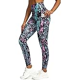 Tuspryt Womens Work Pants,Leggings for Women Tummy Control,Yoga Pants with Pockets Running Fitness Gym Tights