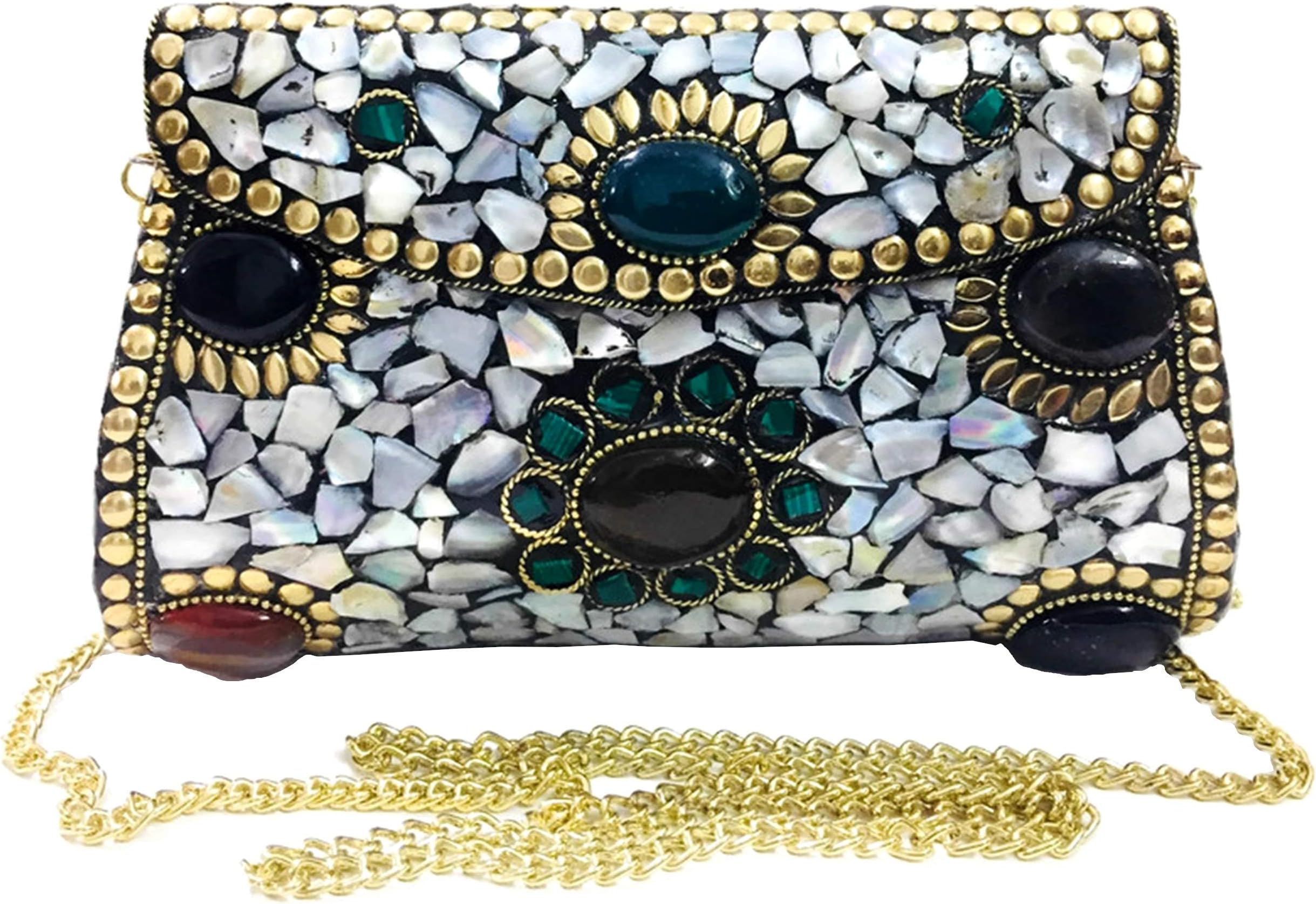 Sea Shell Women/Girls Bridal clutch party sling bag mosaic metal bag antique ethnic clutch Indian purse party clutch