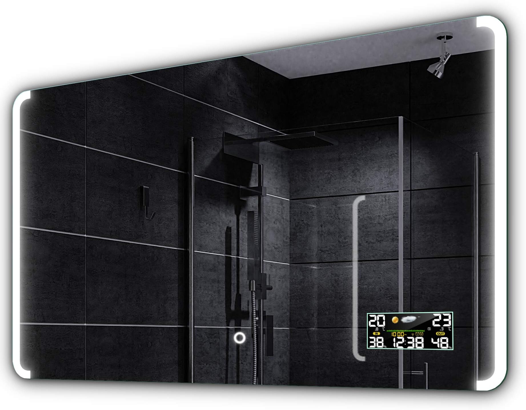 Alasta Wall Mounted Bathroom Mirror | 100x60 cm | Seattle - Custom LED Modern Mirror | with LED light and Additional Features