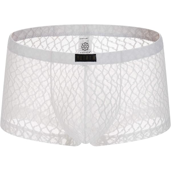 Naturemore Men's See-Through Lace Boxer Briefs – Hollow U-Pouch Design, Low Rise, 94% Polyester/6% Spandex - View #6