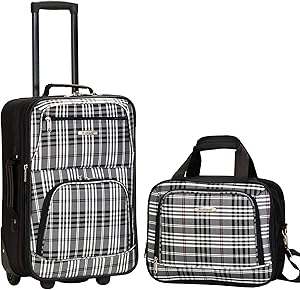 Rockland Fashion Softside Upright Luggage Set, Black Plaid, 2-Piece (14/20)