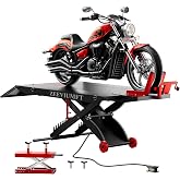 ZEEVIUMFT 1500 LB Motorcycle Lift Table, Heavy Duty Air/Hydraulic ATV Lift with Side Extensions, 48" W x 33.5" H, User-Friendly Installation Design with Motorcycle Jack, Fits Harley/Indian/Custom