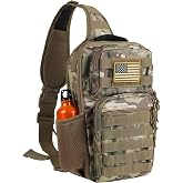 Rover Sling Pack Tactical Shoulder Sling Bag Backpack with Bottle Holder Crossbody Chest Bag, Camouflage