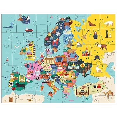 Buy Mudpuppy Map Of Europe Puzzle 70 Pieces 22 X17 25 Perfect For Kids Age 5 9 Learn Countries Of Europe By Name Shape Location Double Sided Geography Puzzle With Pieces Shaped As