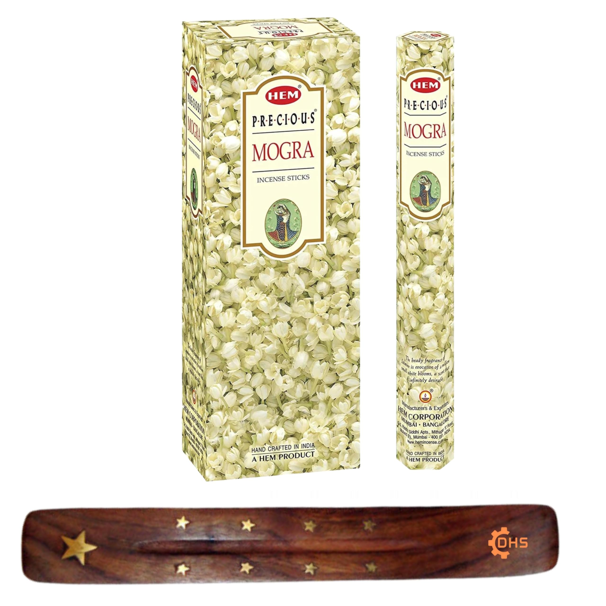 HEM Precious MOGRA Incense Sticks with DHS stick holder for Healing,Aromatherapy,Spirituality,Spa,Yoga,Meditation…