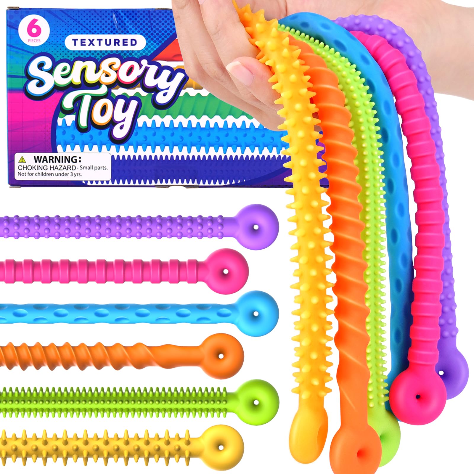 Photo 1 of Sensory Toys Fidget Stretchy Strings: Fidget Toys Bracelet for Kids Calming - Adjustable Sensory Bracelet for Autism - Quiet Prizes Box Toys for Classroom 6 Pack