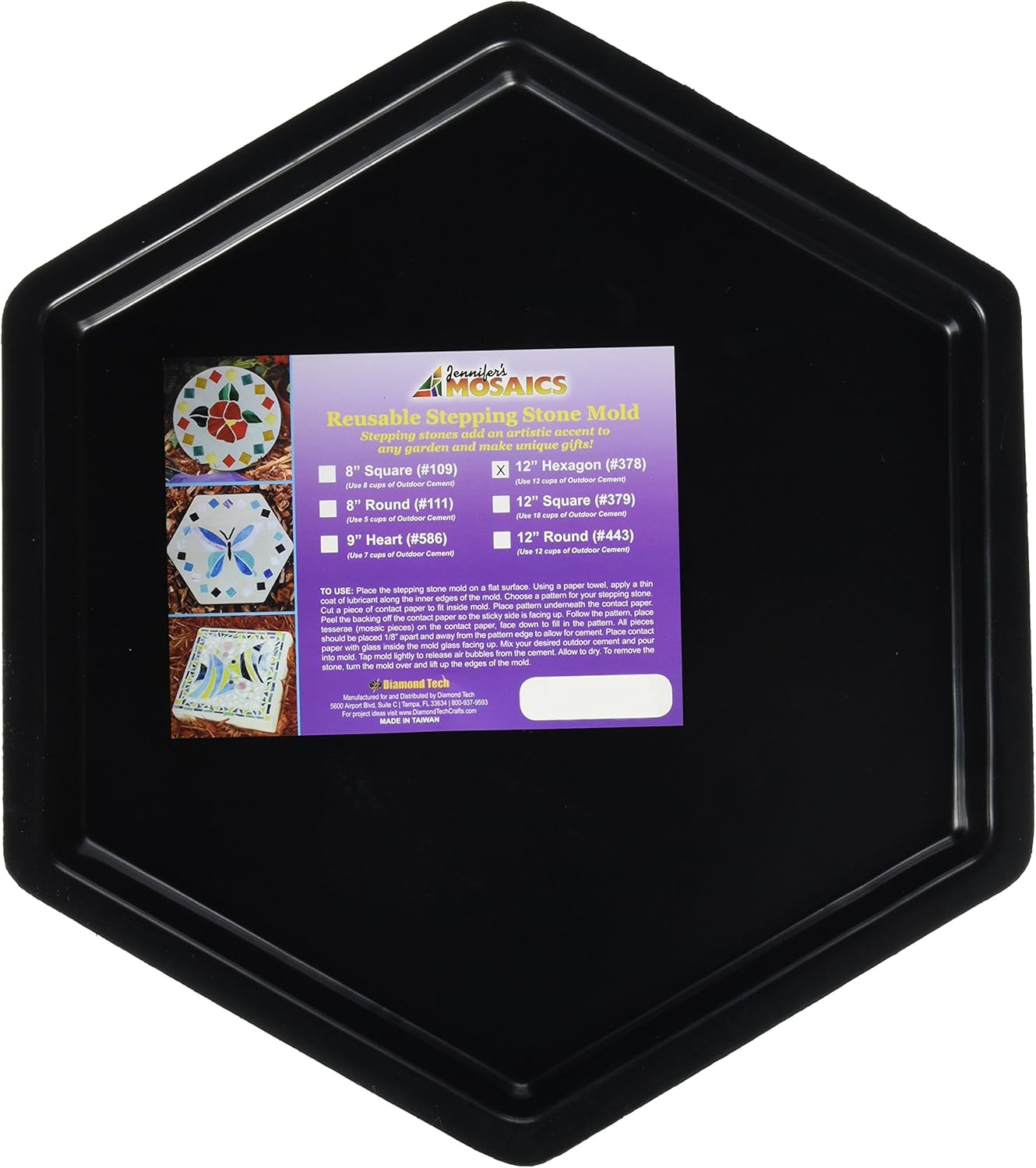 Hardscaping Materials - Jennifer's Mosaics Hexagon Outdoor Stepping Stone Mold, 12-Inch