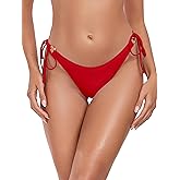 RELLECIGA Women's Low Waisted Tie-Side Thong Bikini Bottom