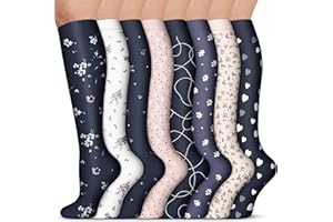8 Pairs Compression Socks - Compression Socks Women & Men Circulation - Best for Medical, Running, Athletic, Flight, Travel