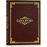 Lanpn Dad Life Story Journal with 300+ Questions, Dads Memory Keepsake Book to Fill Out Leather Father Story Guided Journal to Share Life & Love Gifts for Dad Father's Day Birthday Christmas (Brown)